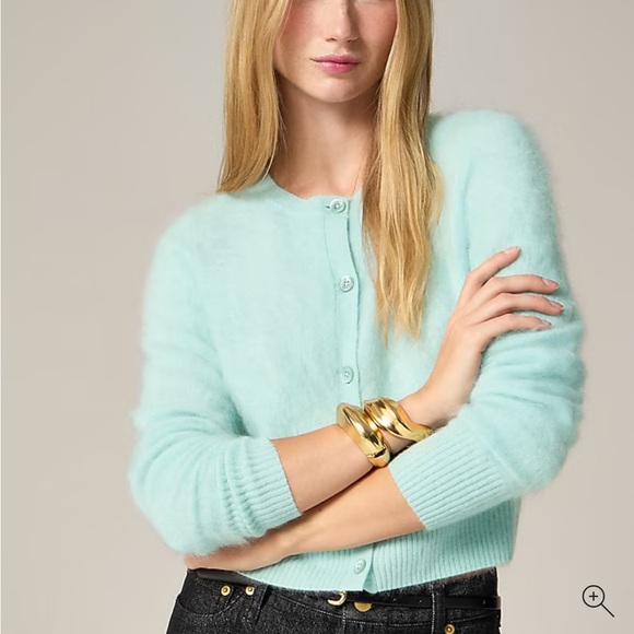 J crew faded mint Brushed cashmere cropped cardigan - Picture 2 of 5